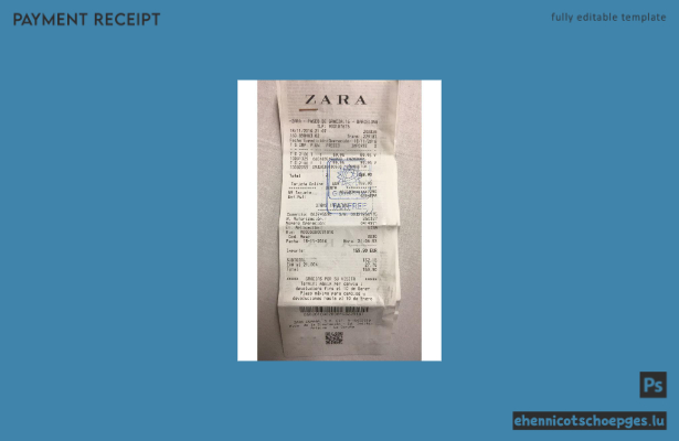 Beispiel eines Zahlungsbelegs von Zara (Vorschau)